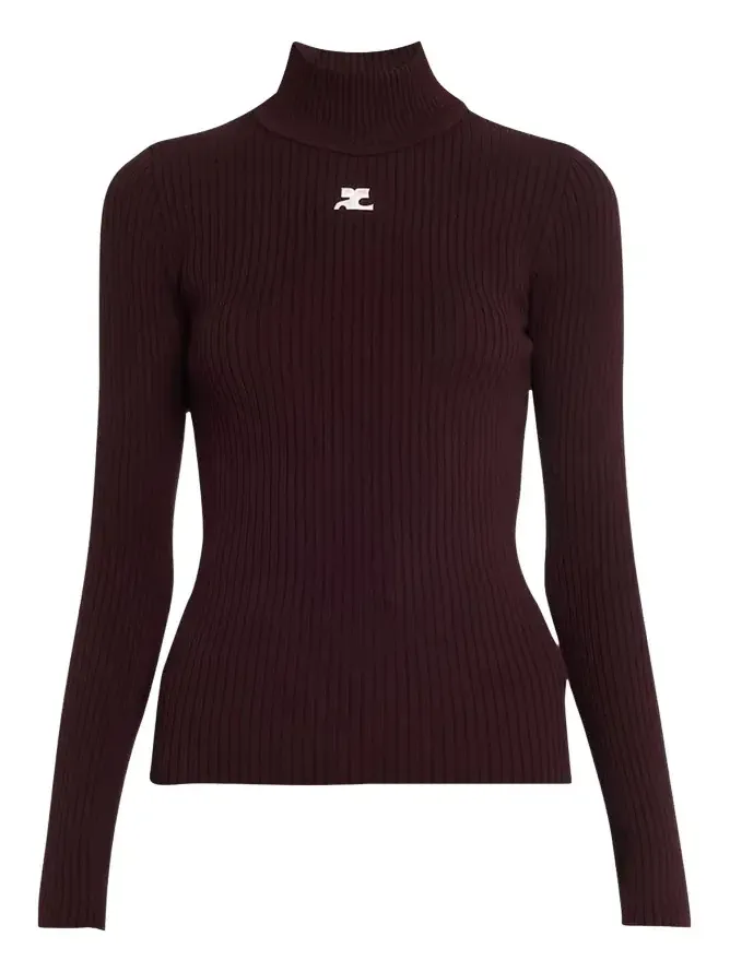 Turtleneck Long-Sleeve Rib Sweater
