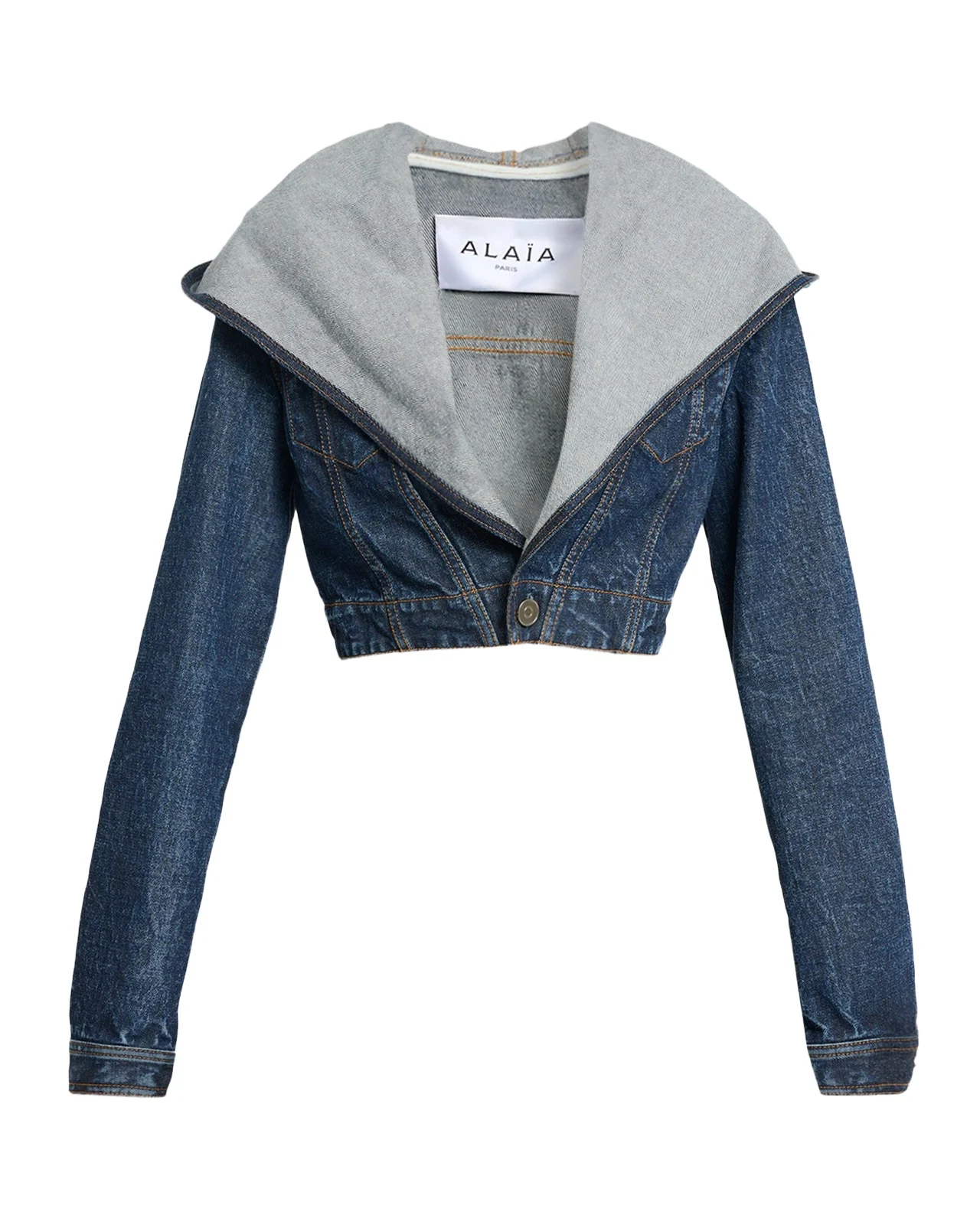 ALAÏA Hooded Cropped Denim Jacket