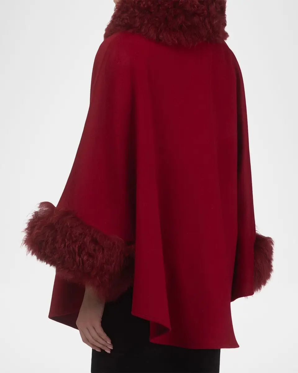 Gorski Cashmere & Wool Blend Cape with Select Lamb Shearling Trim | Thumbnail 3 Gorski Cashmere & Wool Blend Cape with Select Lamb Shearling Trim | Thumbnail 3