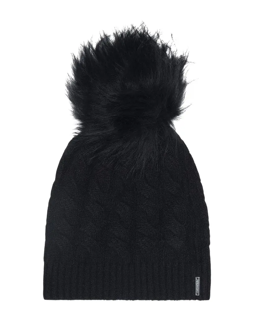 Gorski Cashmere Cable-Knit Hat with Shearling Pompom | Image 1 Gorski Cashmere Cable-Knit Hat with Shearling Pompom | Image 1