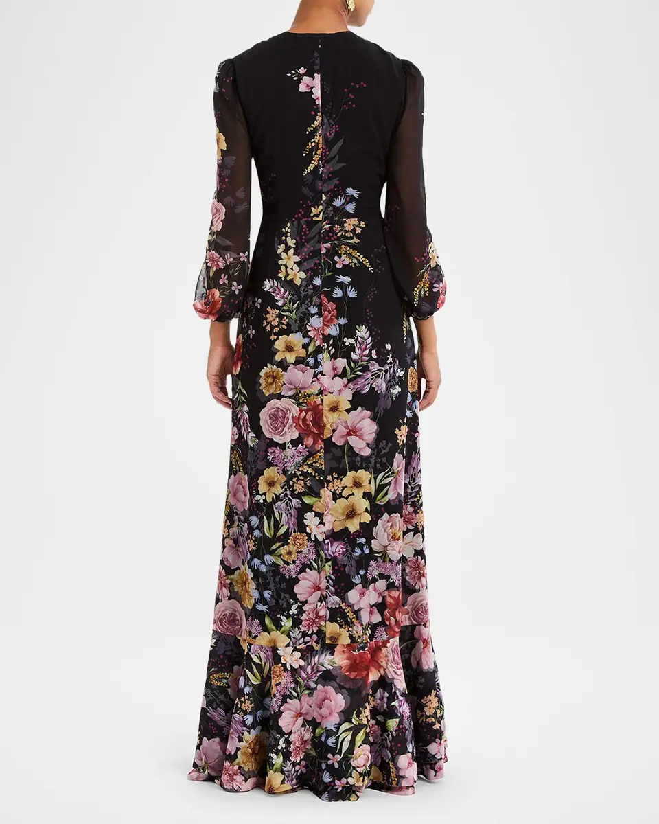 Mestiza New York Ophelia Draped Floral-Print Chiffon Gown | Thumbnail 3 Mestiza New York Ophelia Draped Floral-Print Chiffon Gown | Thumbnail 3