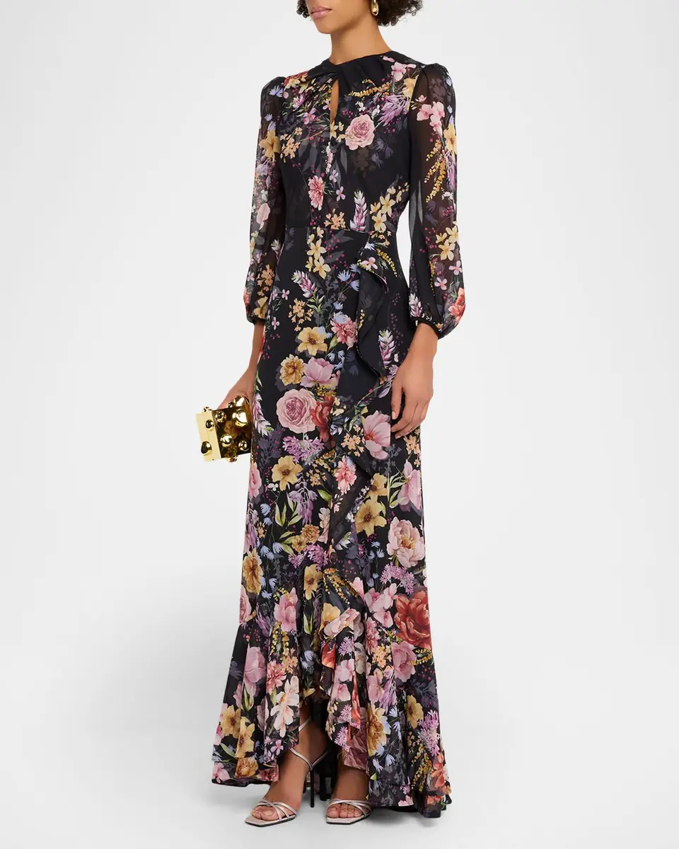 Mestiza New York Ophelia Draped Floral-Print Chiffon Gown | Thumbnail 4 Mestiza New York Ophelia Draped Floral-Print Chiffon Gown | Thumbnail 4
