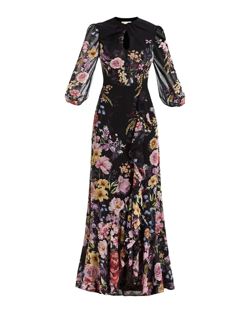 Ophelia Draped Floral-Print Chiffon Gown Ophelia Draped Floral-Print Chiffon Gown