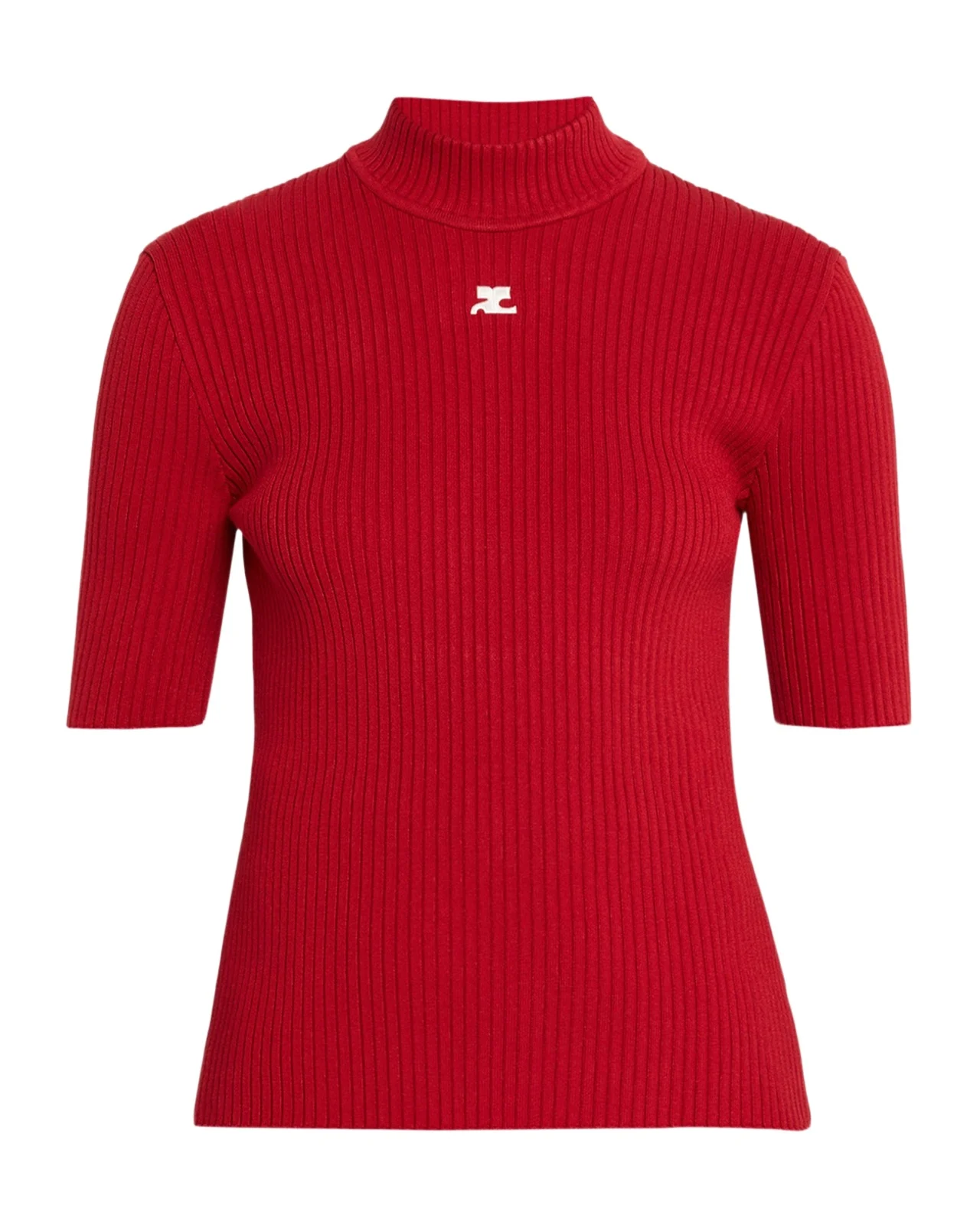 Mock-Neck Short-Sleeve Rib Pullover Mock-Neck Short-Sleeve Rib Pullover