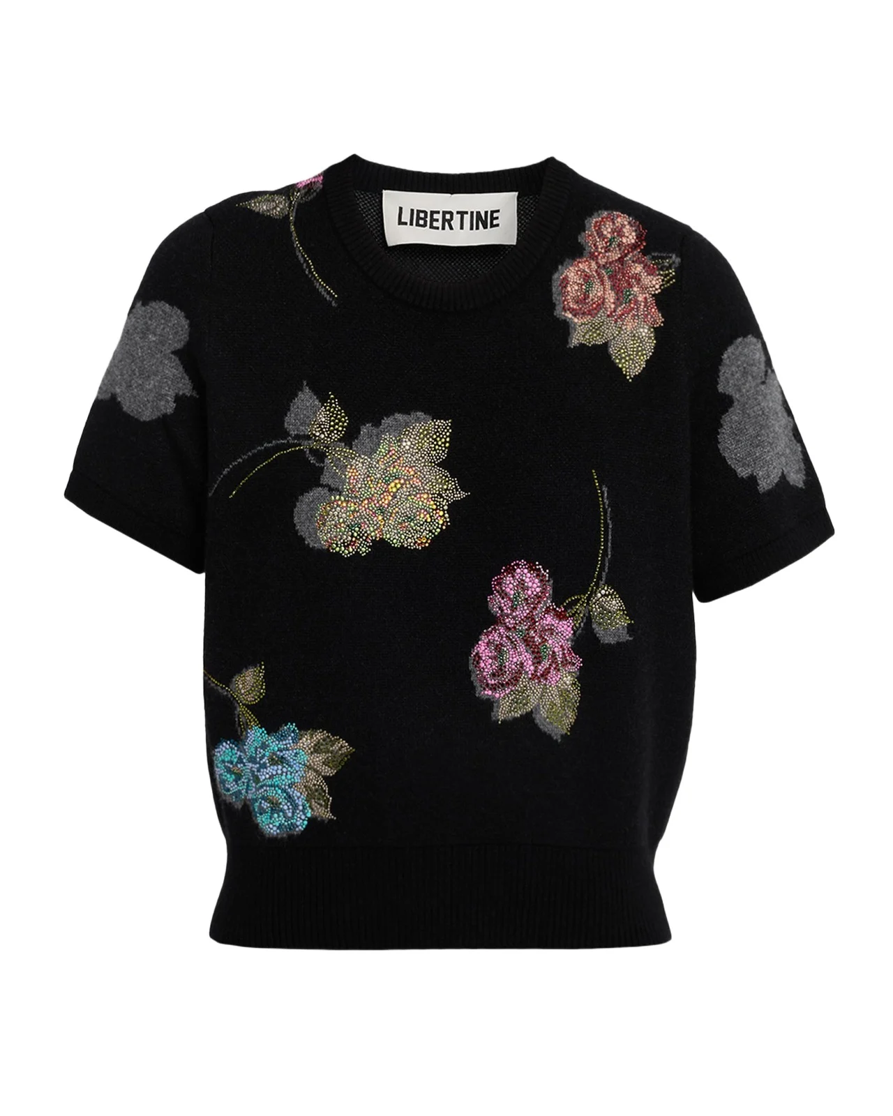 Libertine Primrose Shadows Short-Sleeve Cashmere Sweater