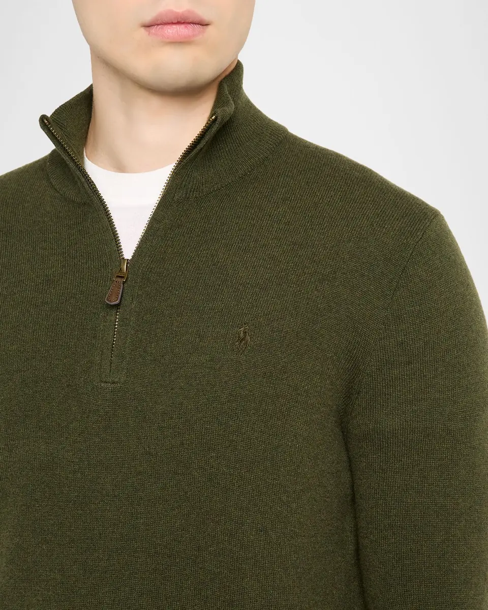 Polo Ralph Lauren Men's Wool Embroidered Pony Quarter-Zip Sweater | Thumbnail 5 Polo Ralph Lauren Men's Wool Embroidered Pony Quarter-Zip Sweater | Thumbnail 5