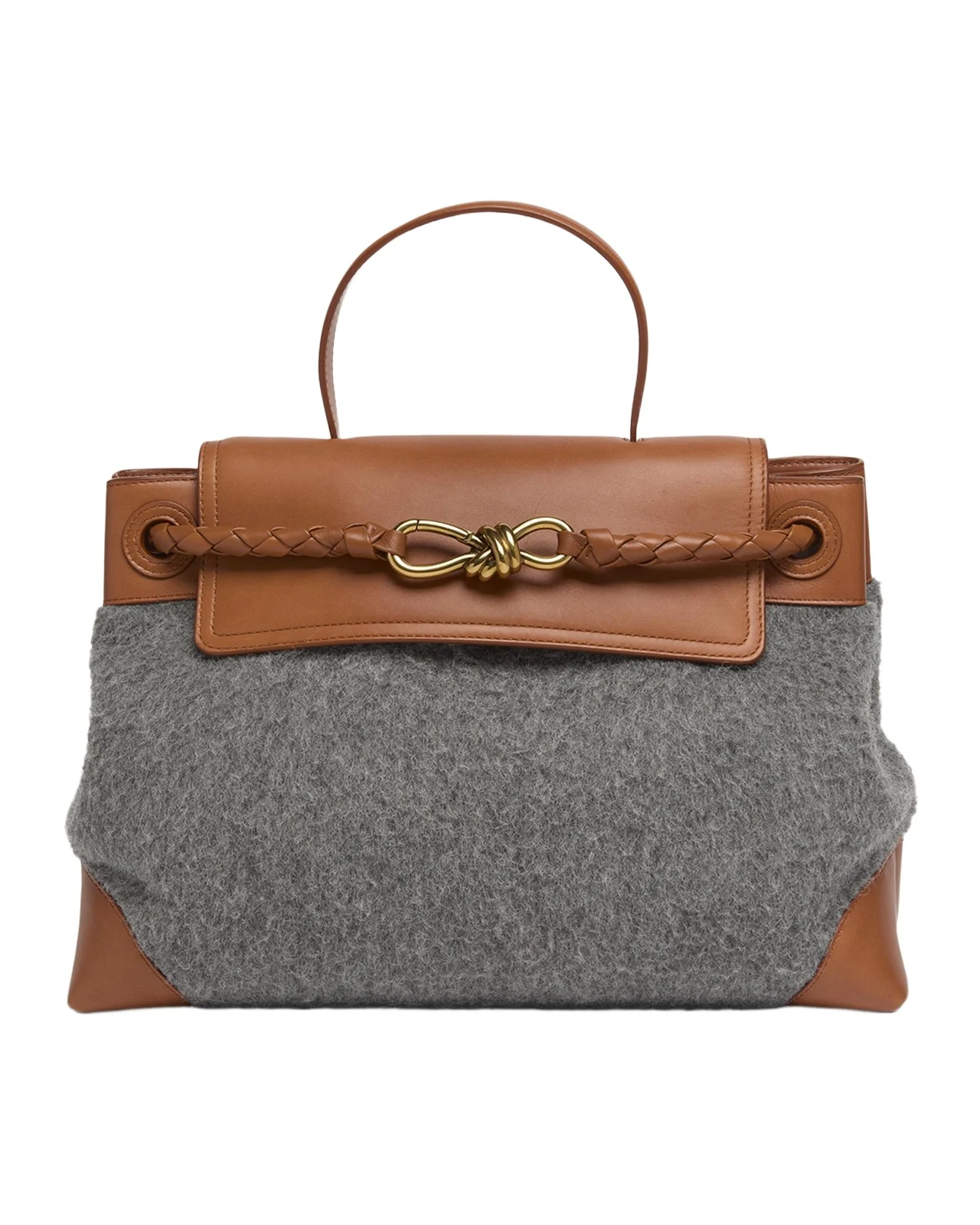 Bottega Veneta Ciao Ciao Medium Felt & Leather Top-Handle Bag