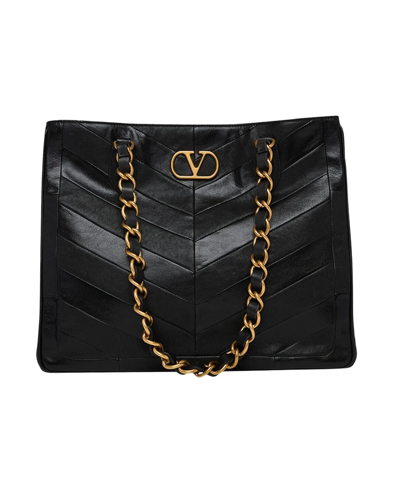 Chevron Patchwork Nappa Leather Tote Bag Chevron Patchwork Nappa Leather Tote Bag