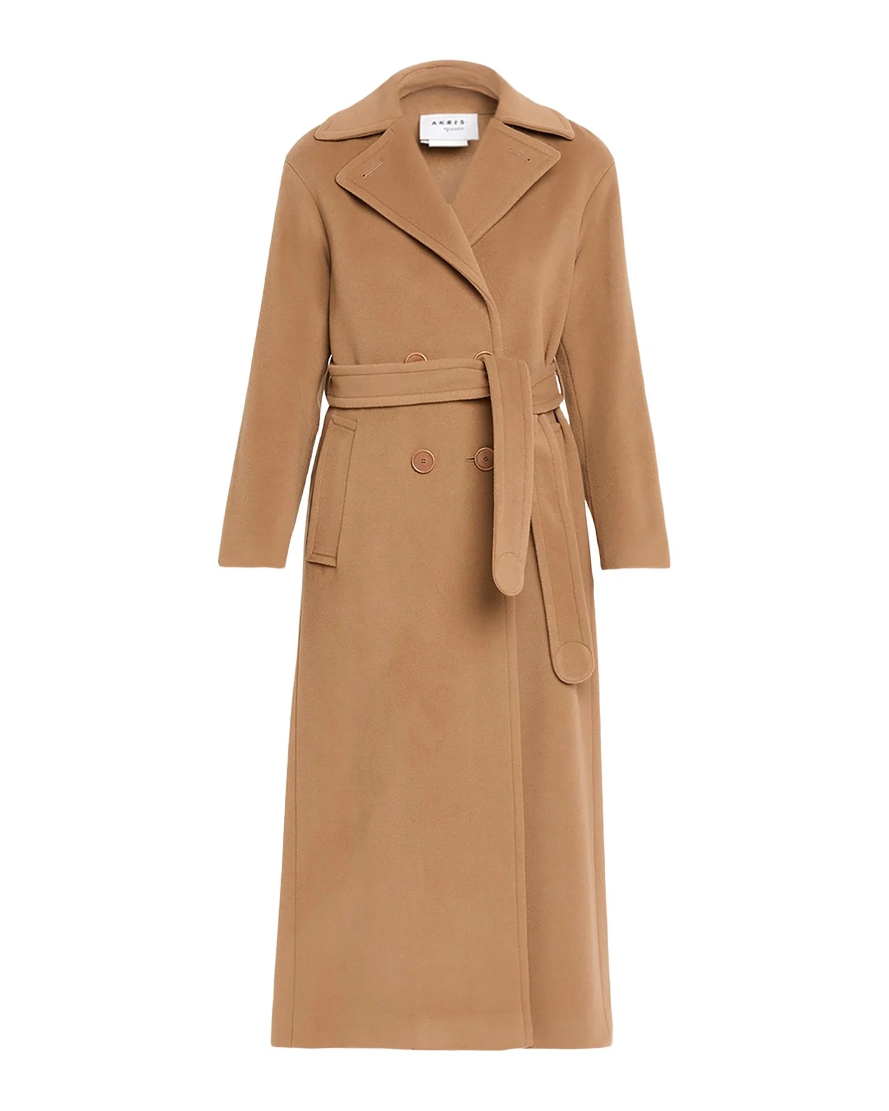 Akris punto Long Double-Breast Belted Wool-Cashmere Coat