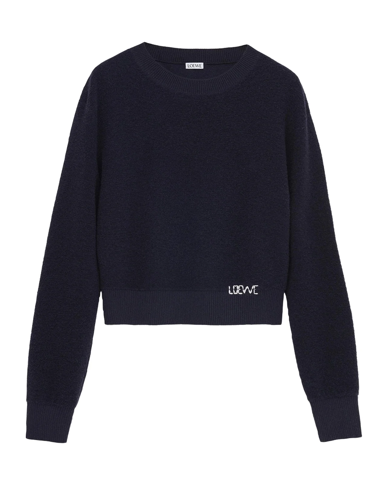 Logo Embroidered Wool Crewneck Sweater