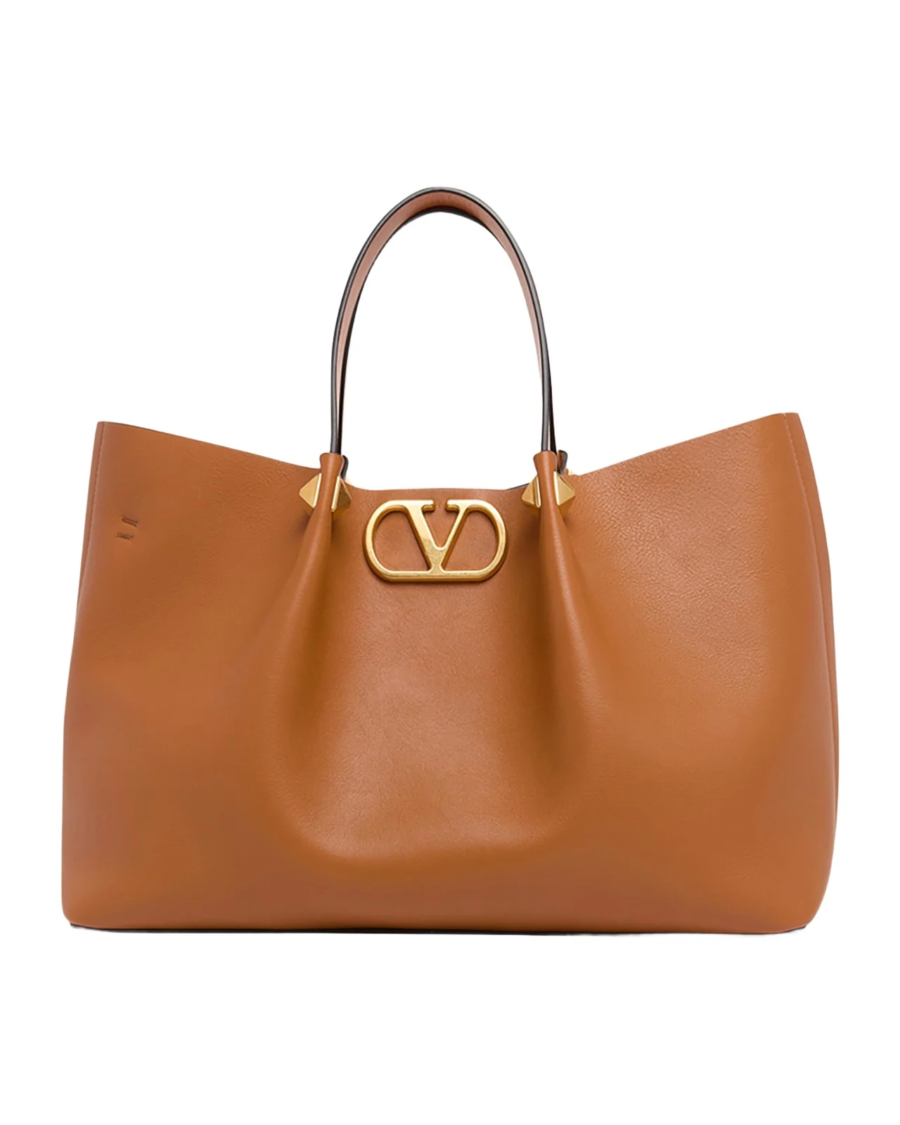 Valentino Garavani Medium Pleated Rockstud Leather Tote Bag