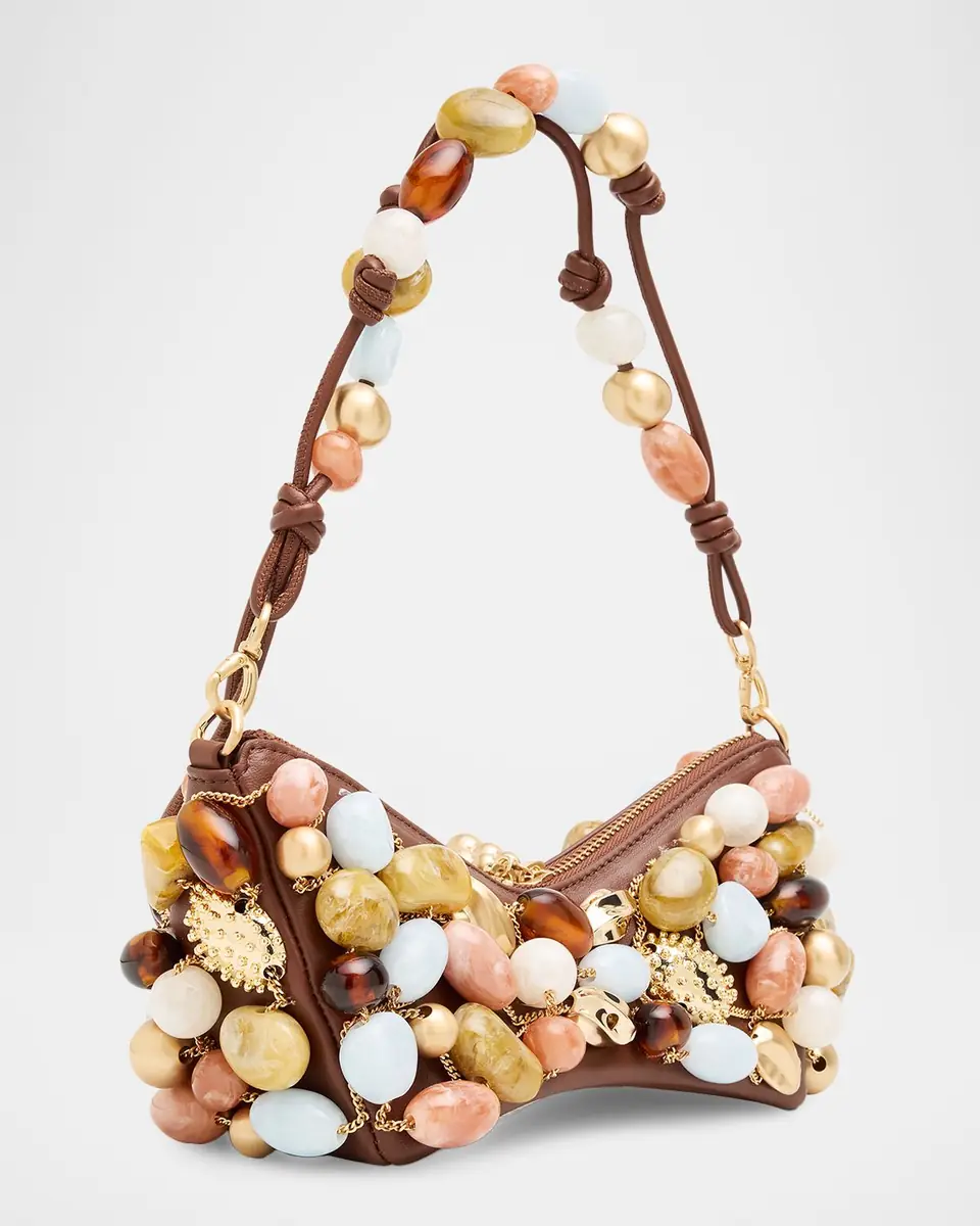 Cult Gaia Mercier Multicolor Stone Leather Shoulder Bag | Thumbnail 2 Cult Gaia Mercier Multicolor Stone Leather Shoulder Bag | Thumbnail 2