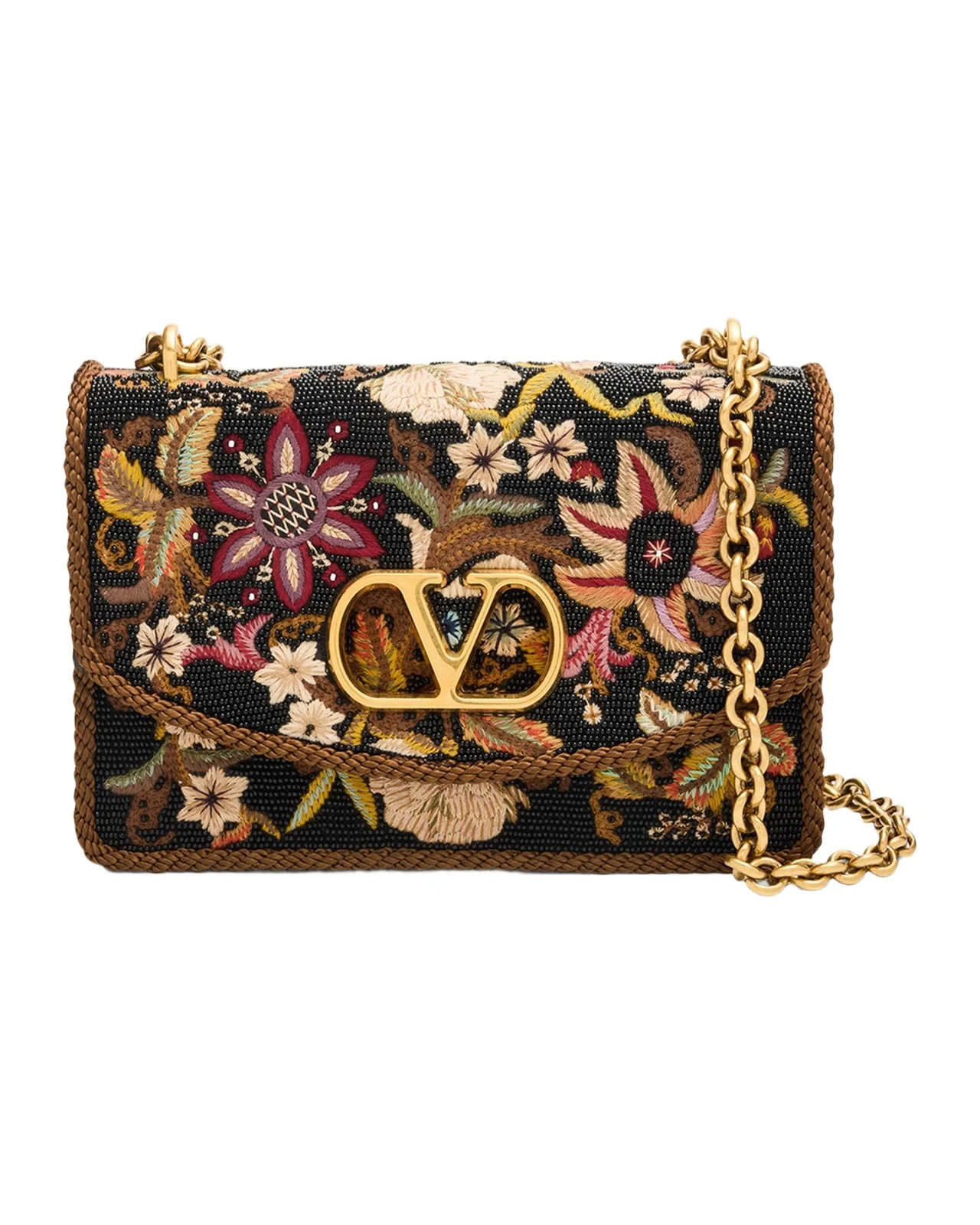 Beaded Floral-Embroidered Shoulder Strap Beaded Floral-Embroidered Shoulder Strap