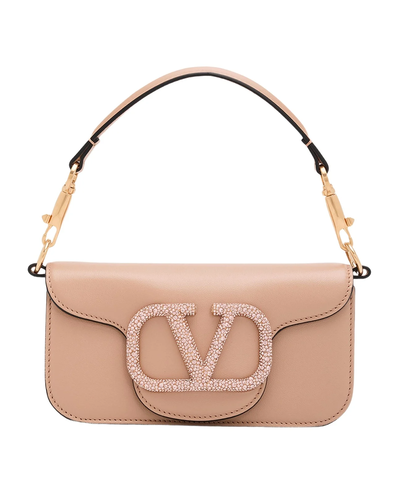 Valentino Garavani Loco Small Leather Top-Handle Bag with Jewel VLogo