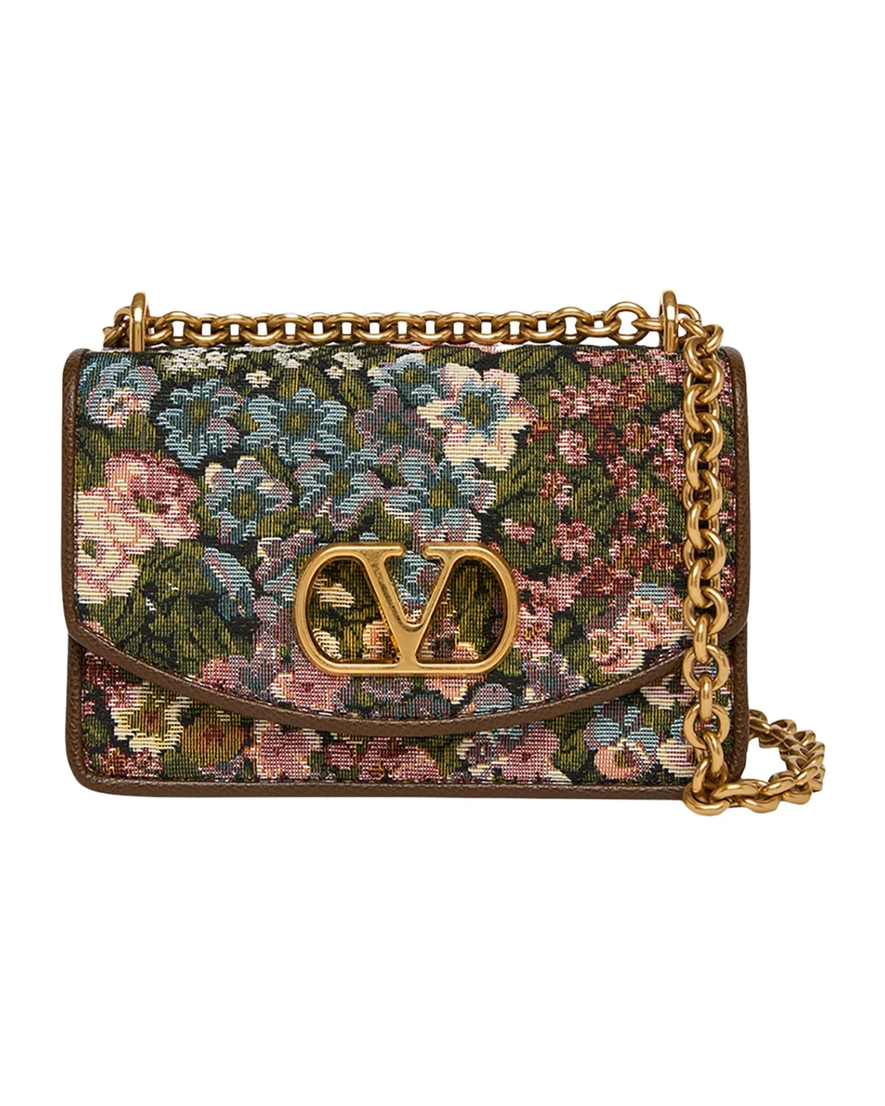 Small Floral Woven Leather-Trim Shoulder Bag Small Floral Woven Leather-Trim Shoulder Bag
