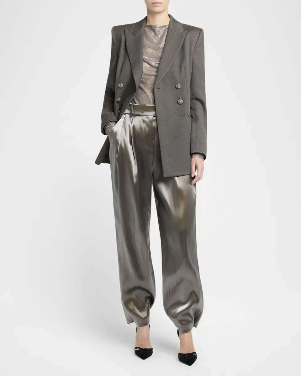 Giorgio Armani Laminated Mesh Long-Sleeve Top | Thumbnail 2