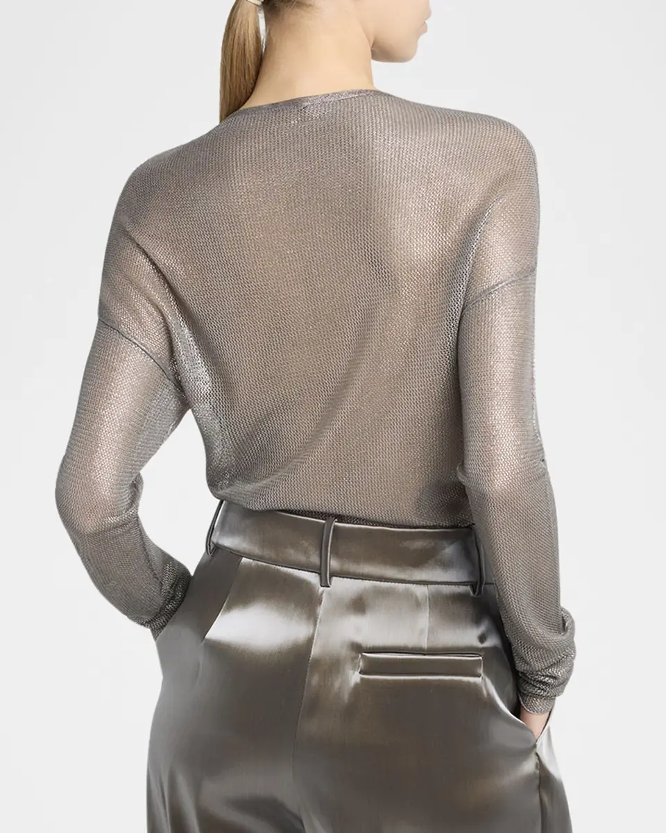 Giorgio Armani Laminated Mesh Long-Sleeve Top | Thumbnail 3