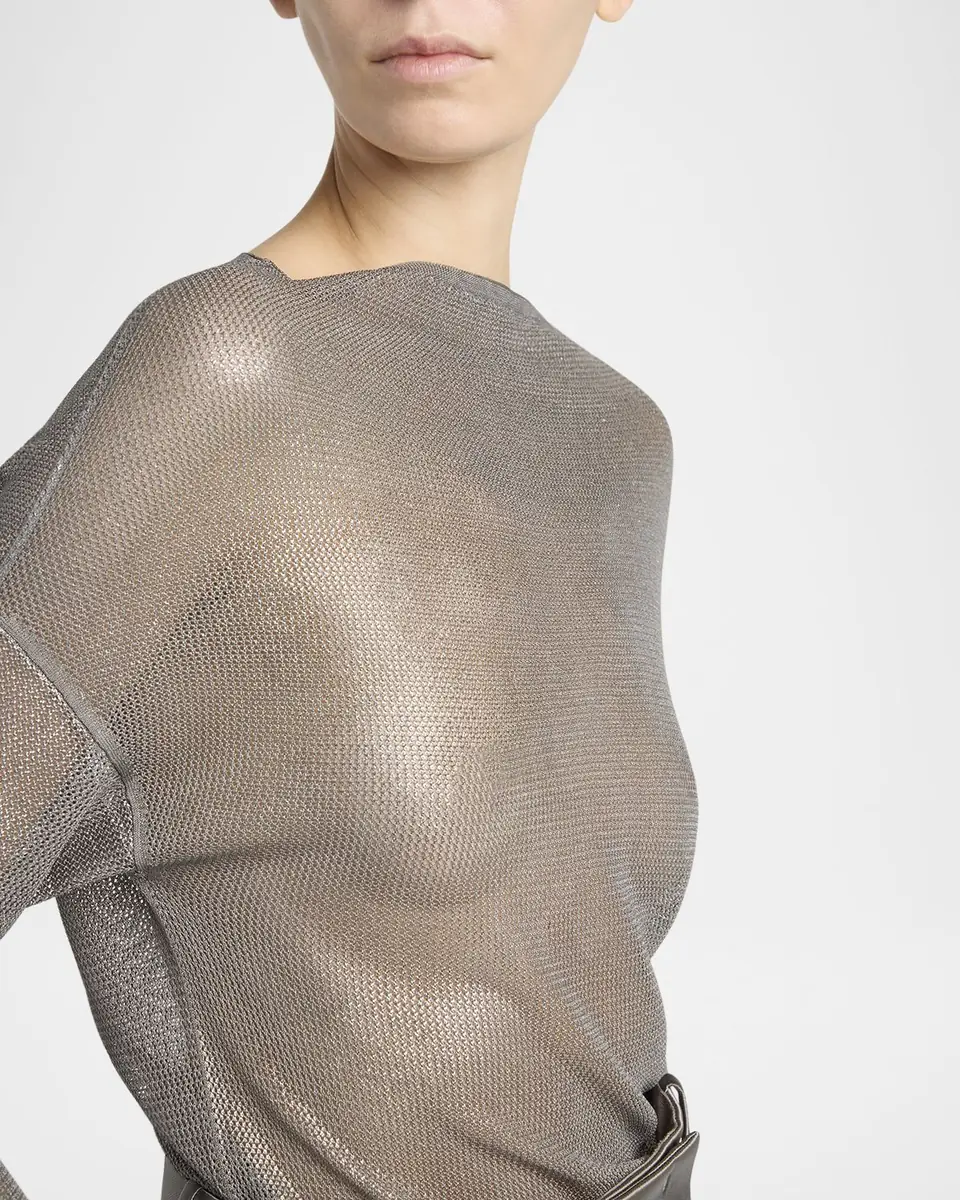 Giorgio Armani Laminated Mesh Long-Sleeve Top | Thumbnail 5