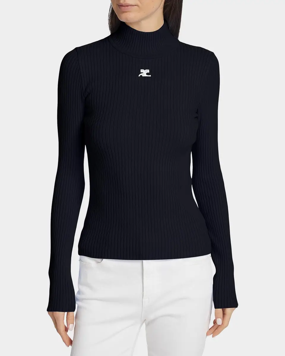 Courrèges Turtleneck Long-Sleeve Rib Sweater | Thumbnail 3