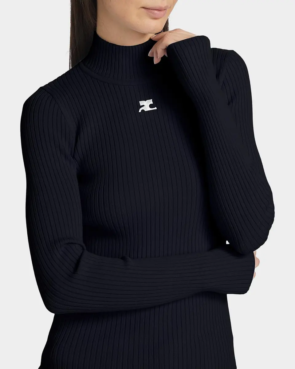 Courrèges Turtleneck Long-Sleeve Rib Sweater | Thumbnail 4