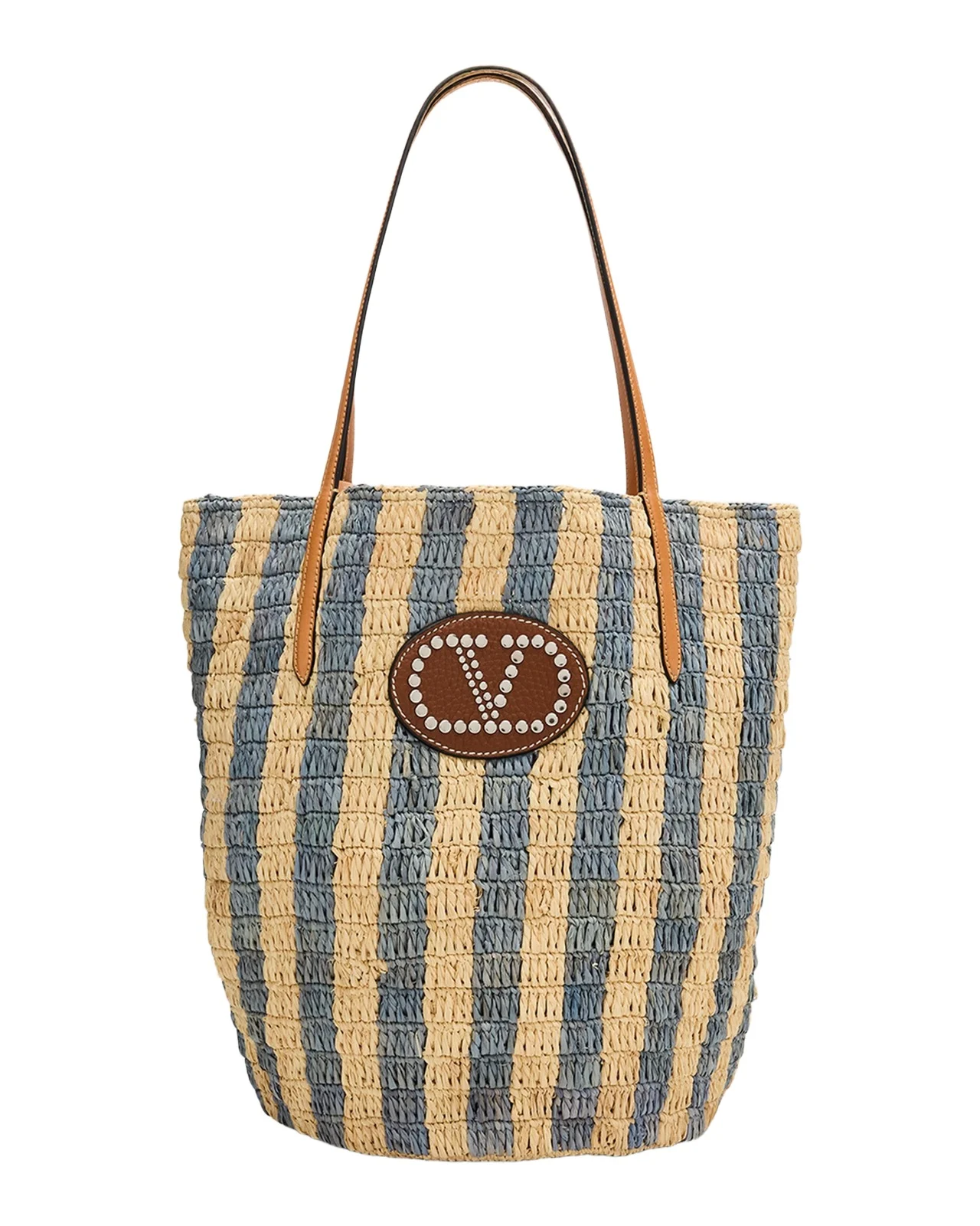 Valentino Garavani Striped Raffia Bucket Bag