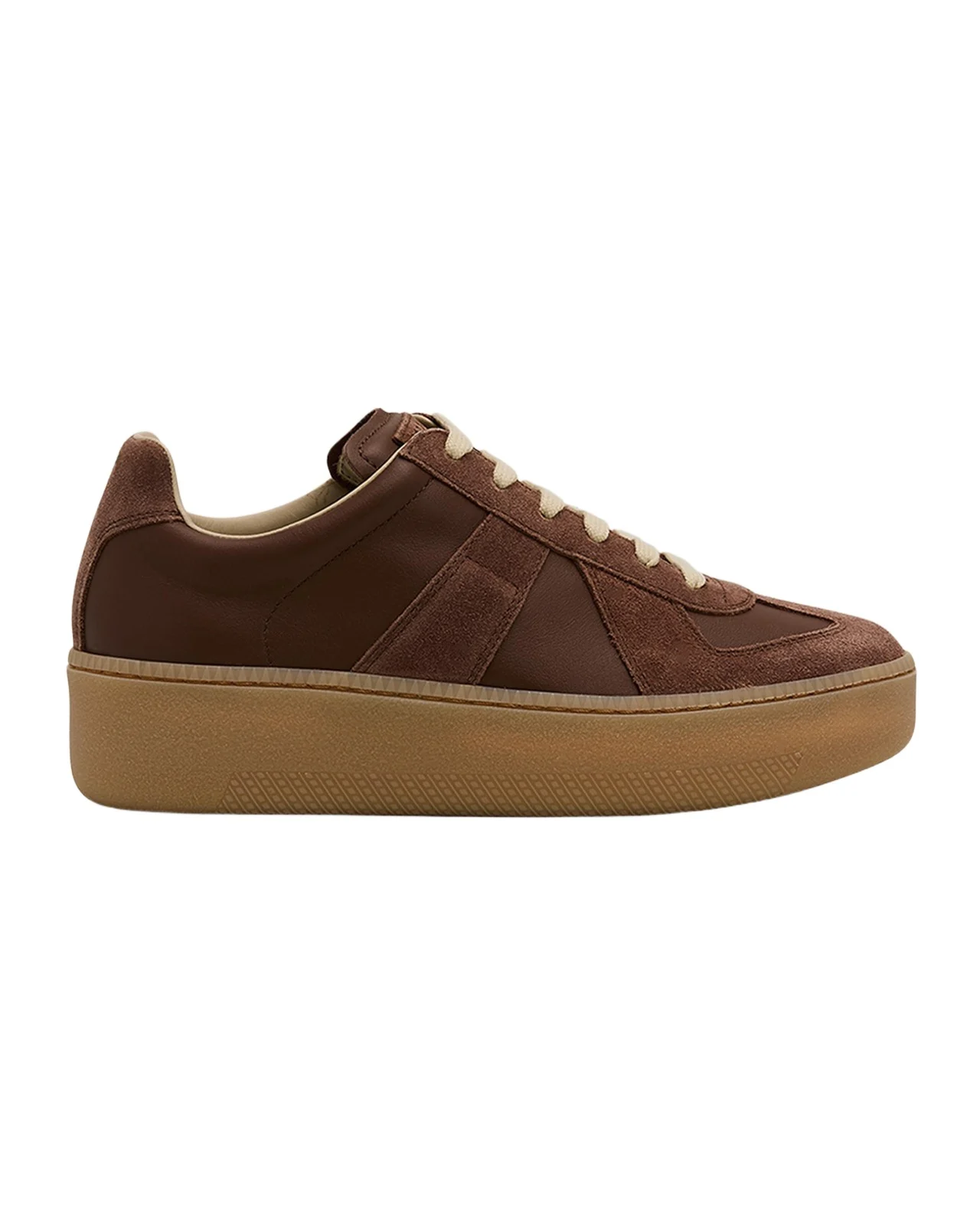 Replica Mixed Leather Platform Sneakers