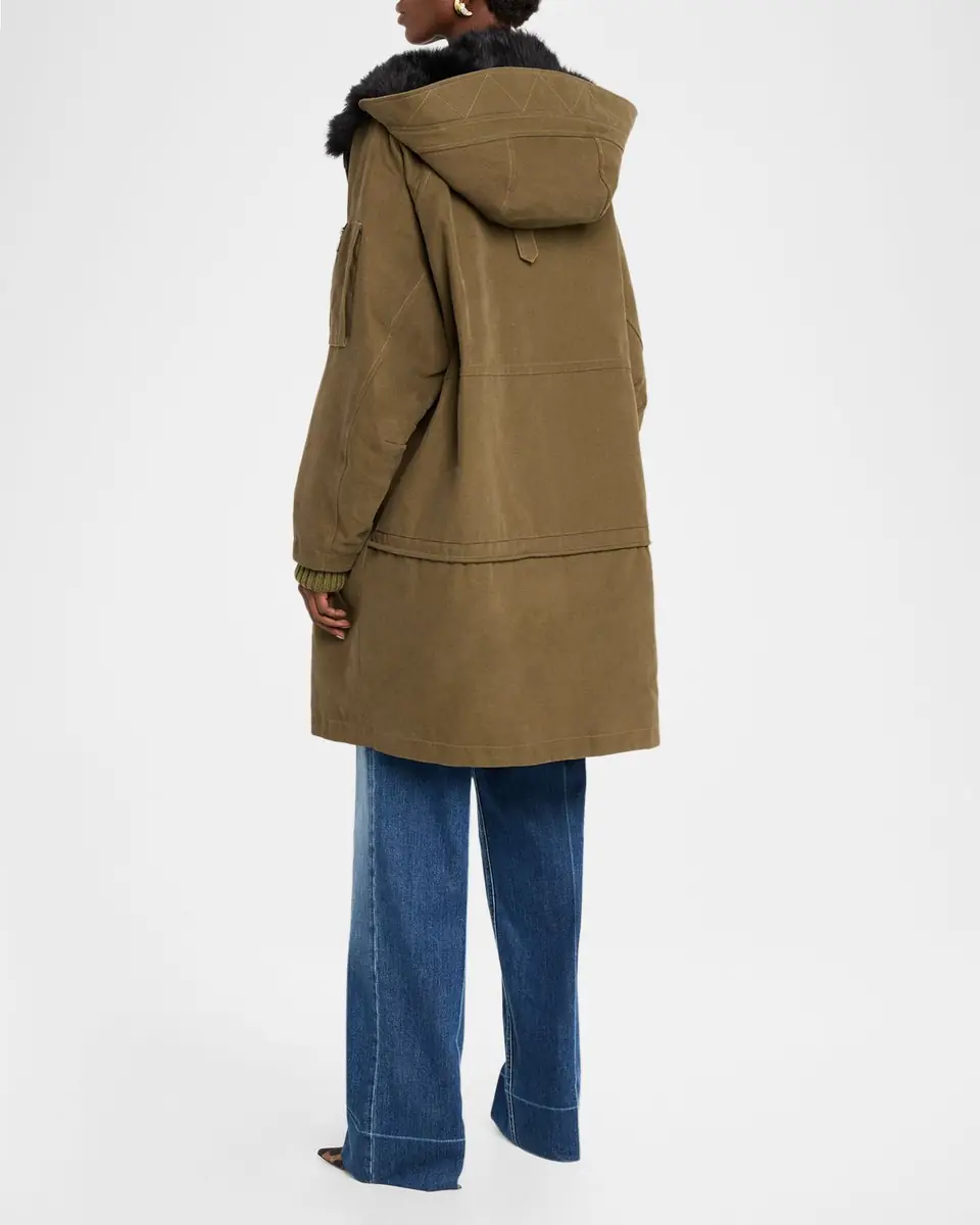 Dolce & Gabbana Lamb Shearling Lined Oversized Hooded Bomber Jacket | Thumbnail 2