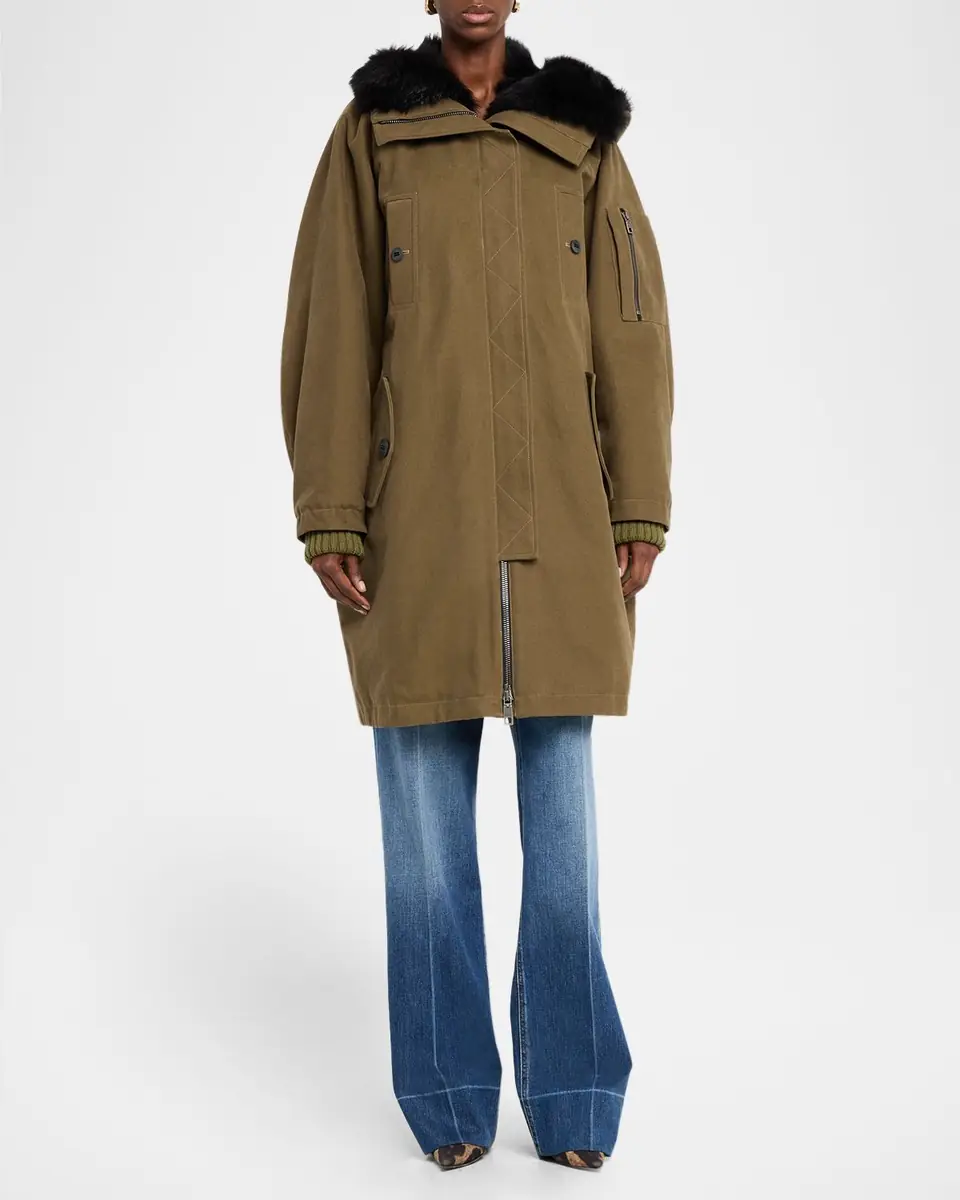 Dolce & Gabbana Lamb Shearling Lined Oversized Hooded Bomber Jacket | Thumbnail 3