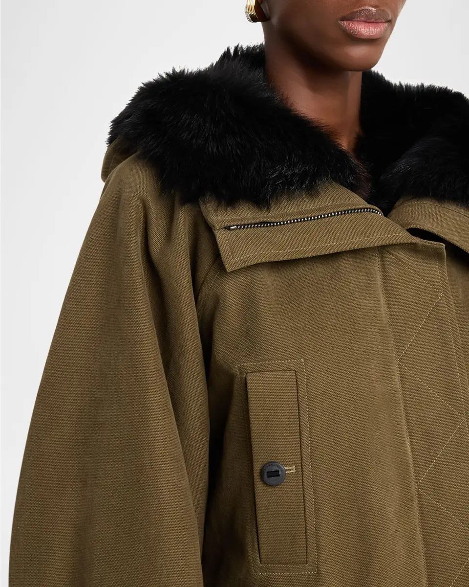 Dolce & Gabbana Lamb Shearling Lined Oversized Hooded Bomber Jacket | Thumbnail 4