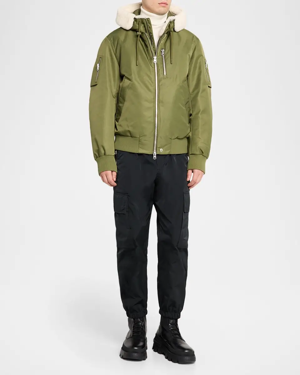 Mackage Men's August Bomber Jacket with Shearling-Trimmed Hood | Thumbnail 2 Mackage Men's August Bomber Jacket with Shearling-Trimmed Hood | Thumbnail 2