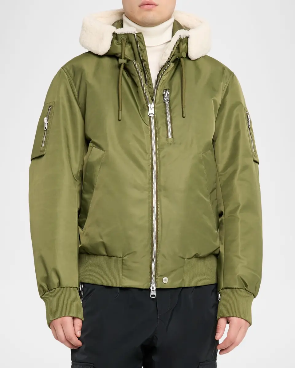 Mackage Men's August Bomber Jacket with Shearling-Trimmed Hood | Thumbnail 4 Mackage Men's August Bomber Jacket with Shearling-Trimmed Hood | Thumbnail 4