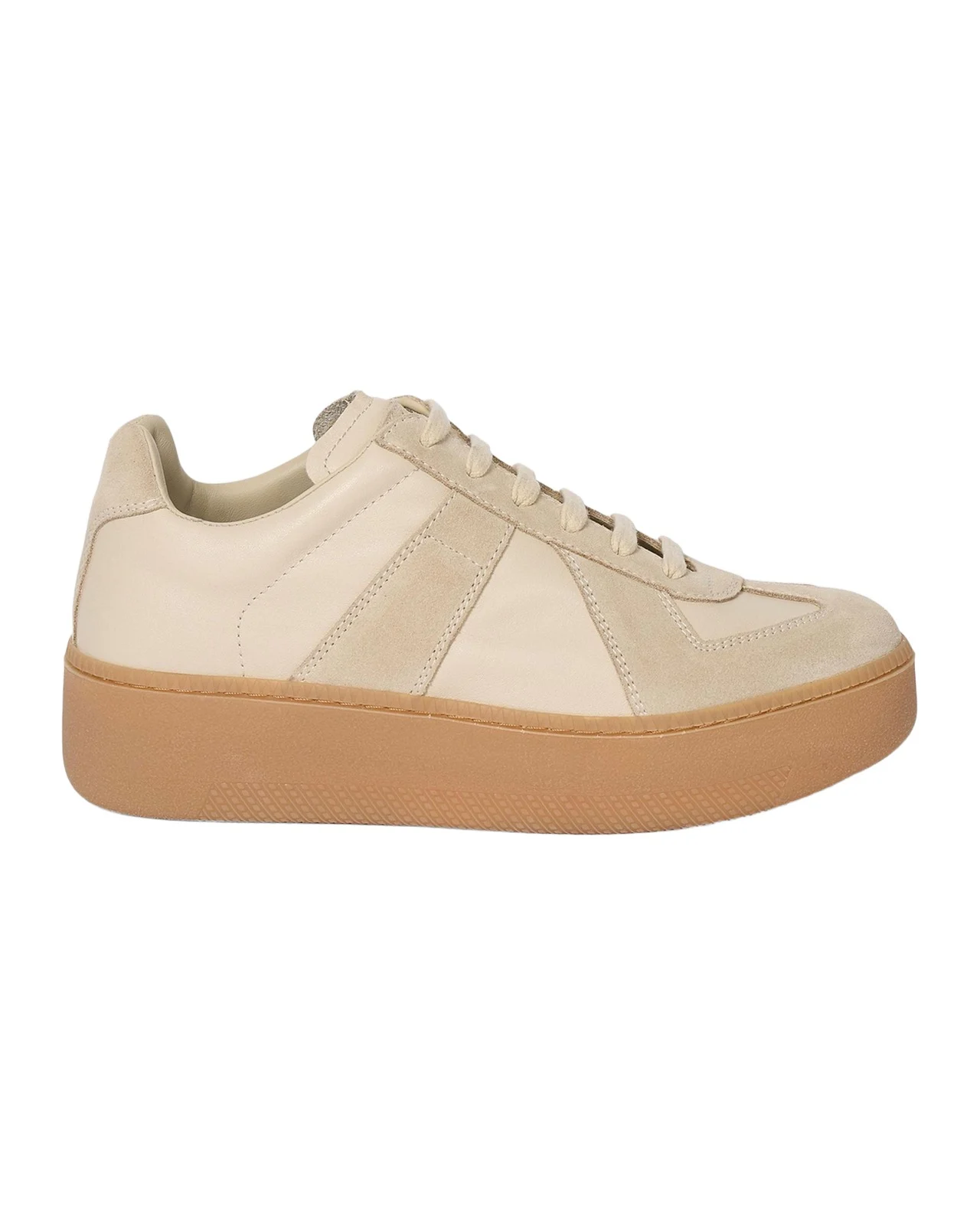 Replica Mixed Leather Platform Sneakers