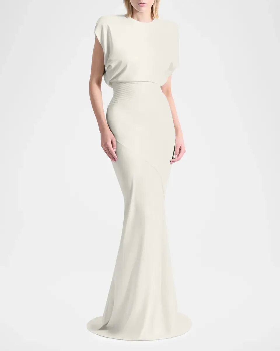 Zhivago Bond Draped Stretch Satin Mermaid Gown | Thumbnail 2 Zhivago Bond Draped Stretch Satin Mermaid Gown | Thumbnail 2