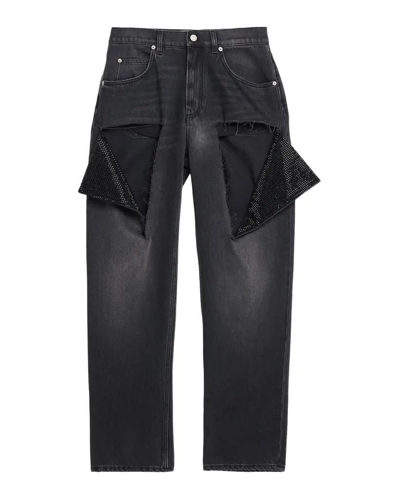AREA Hotfix Thigh Slash Straight-Leg Jeans | Image 1 AREA Hotfix Thigh Slash Straight-Leg Jeans | Image 1