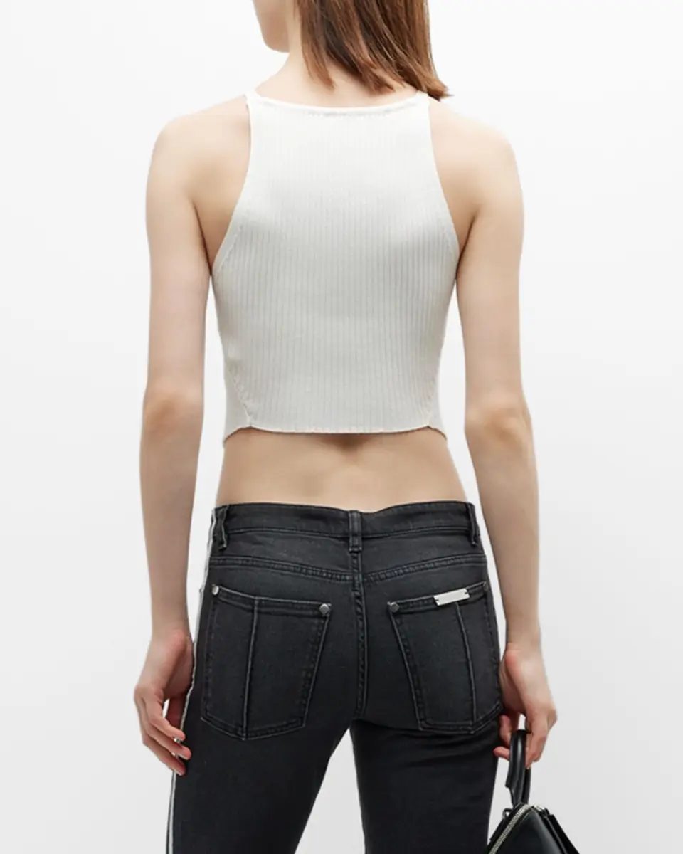 Courrèges Rib-Knit Tank Top with Pointed Hem | Thumbnail 3