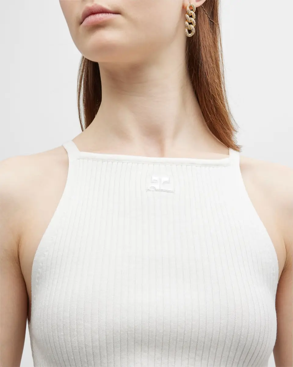 Courrèges Rib-Knit Tank Top with Pointed Hem | Thumbnail 5