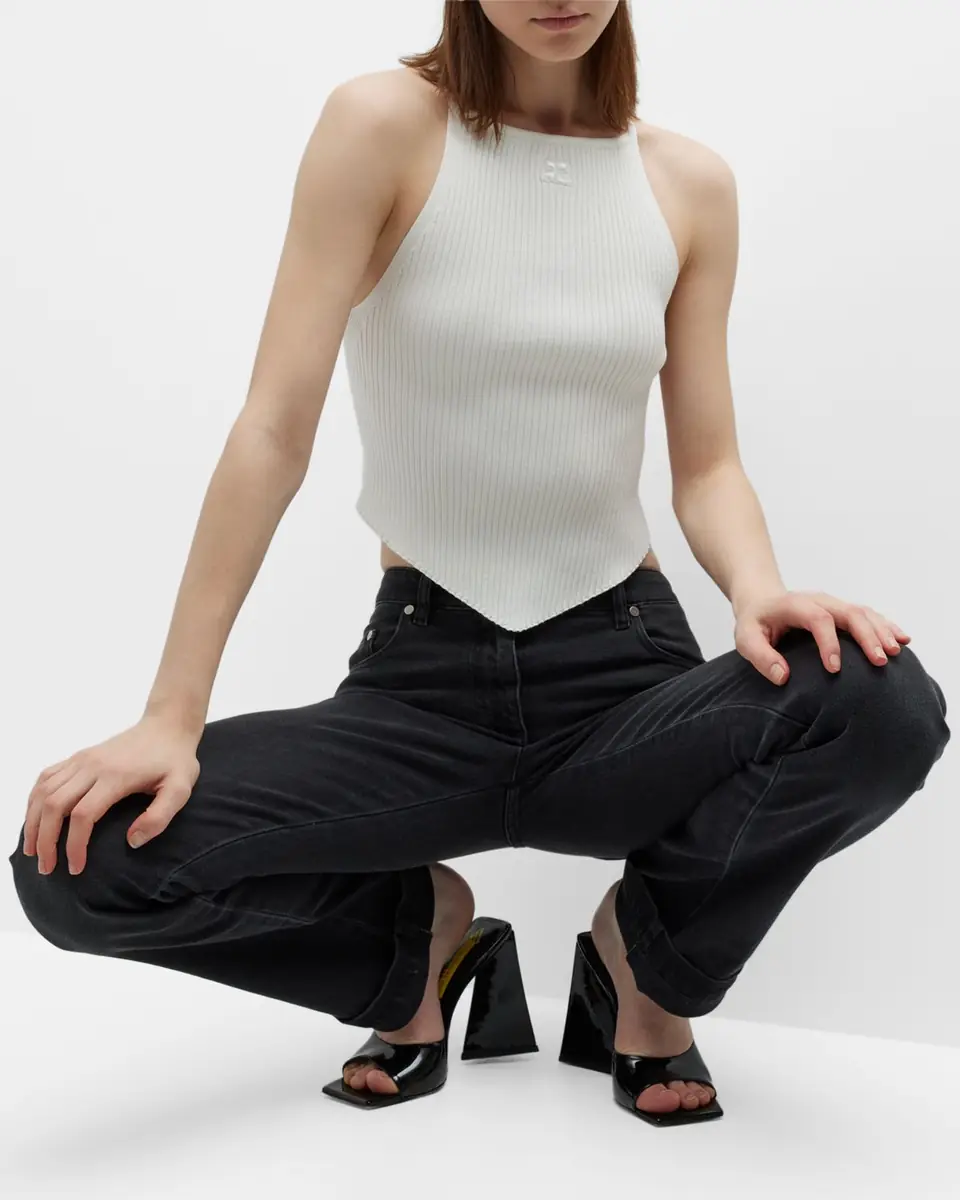 Courrèges Rib-Knit Tank Top with Pointed Hem | Thumbnail 7