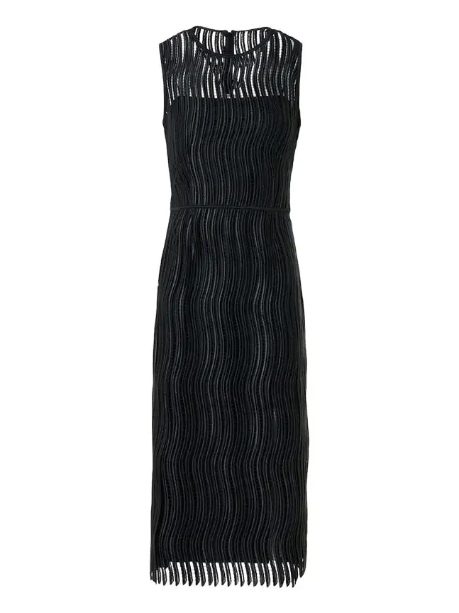 Techno Wave Guipure Sheath Midi Dress