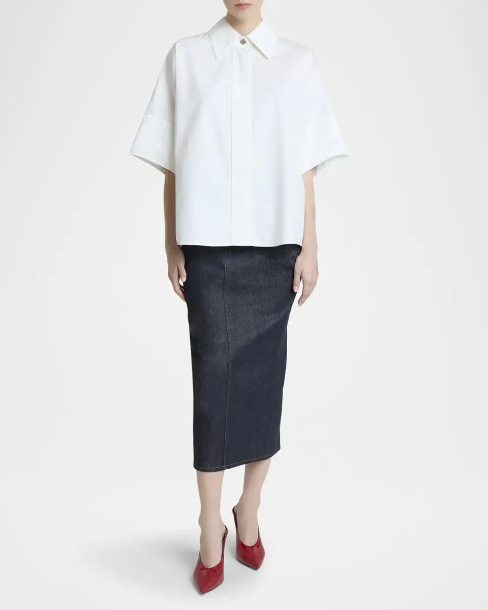 Givenchy Short-Sleeve Cotton Poplin Button-Down Shirt | Thumbnail 2