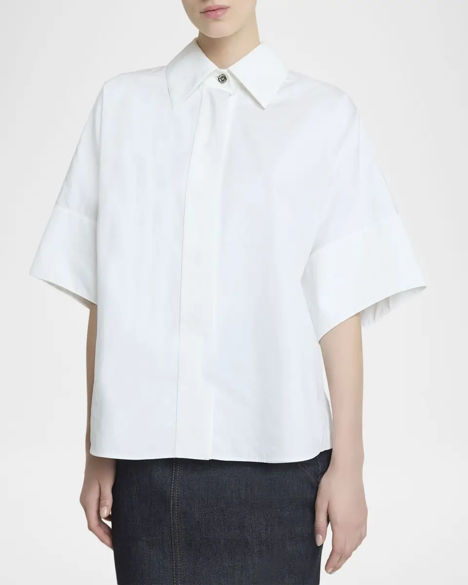 Givenchy Short-Sleeve Cotton Poplin Button-Down Shirt | Thumbnail 5