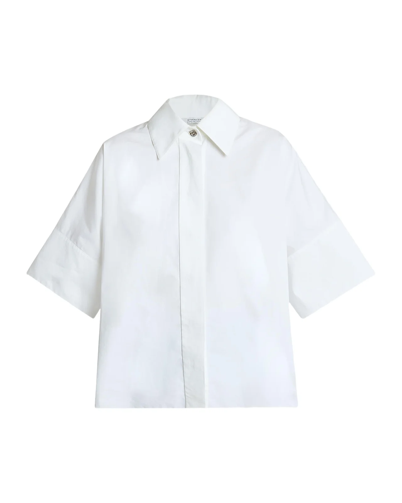 Short-Sleeve Cotton Poplin Button-Down Shirt