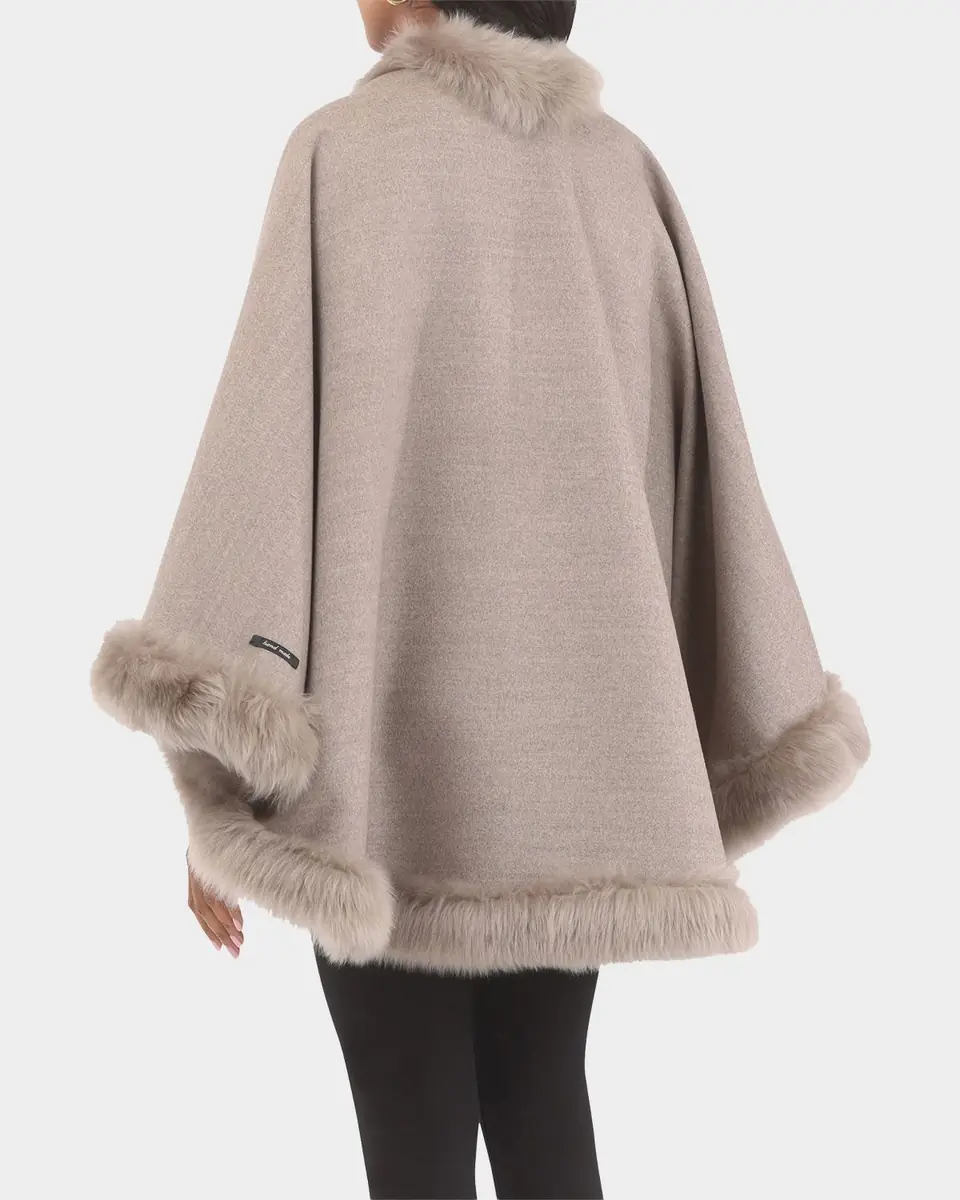 Gorski Wool and Cashmere Cape with Merinillo Shearling Lamb Trim | Thumbnail 3 Gorski Wool and Cashmere Cape with Merinillo Shearling Lamb Trim | Thumbnail 3