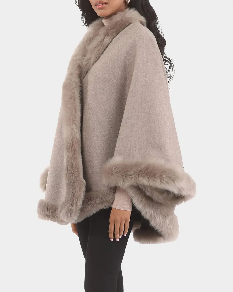 Gorski Wool and Cashmere Cape with Merinillo Shearling Lamb Trim | Thumbnail 4 Gorski Wool and Cashmere Cape with Merinillo Shearling Lamb Trim | Thumbnail 4