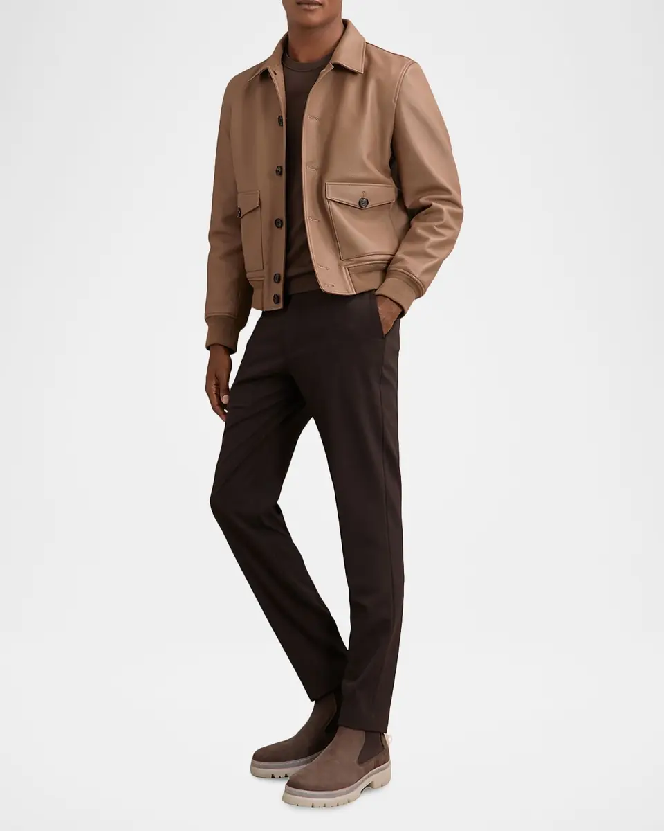 Reiss Men's Harrington Tumbled Leather Jacket | Thumbnail 2