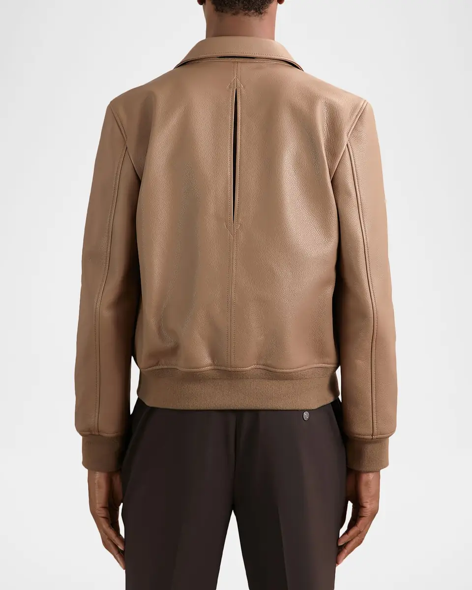 Reiss Men's Harrington Tumbled Leather Jacket | Thumbnail 3