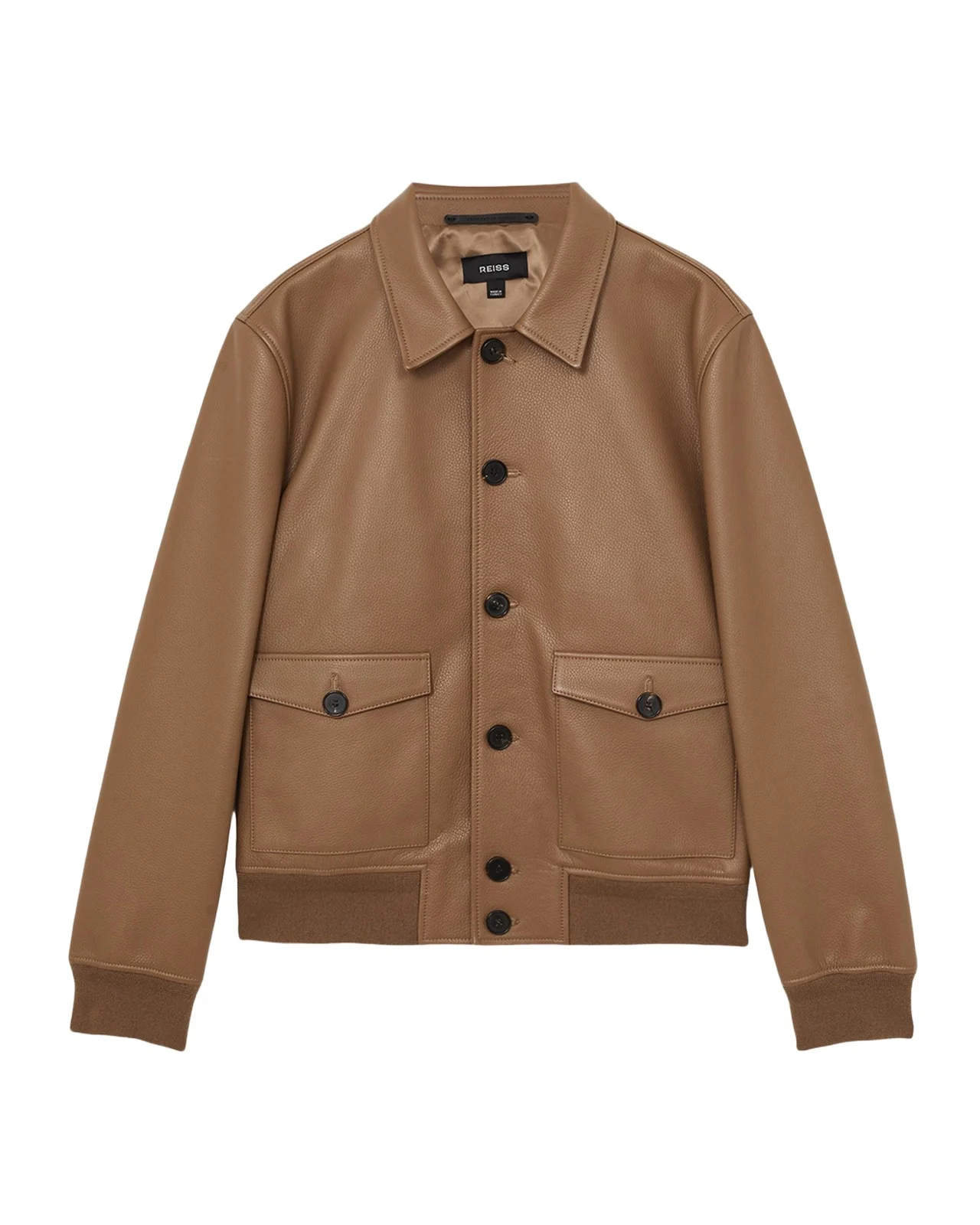 Reiss Men's Harrington Tumbled Leather Jacket
