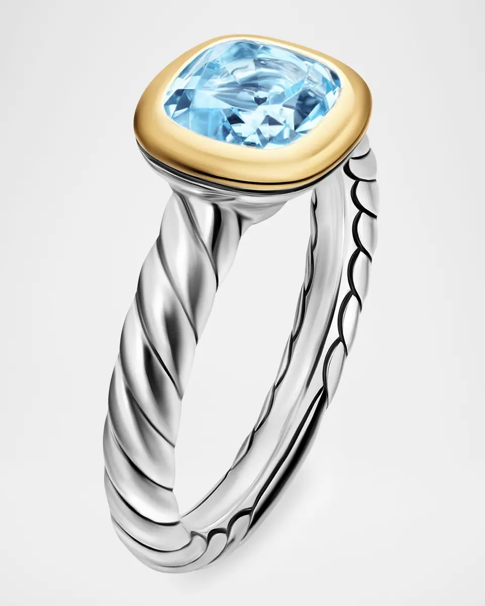 David Yurman DY Mercer Color Stone Ring with Sky Blue Topaz in Silver and 18K Gold, 7mm, Size 6 | Thumbnail 2