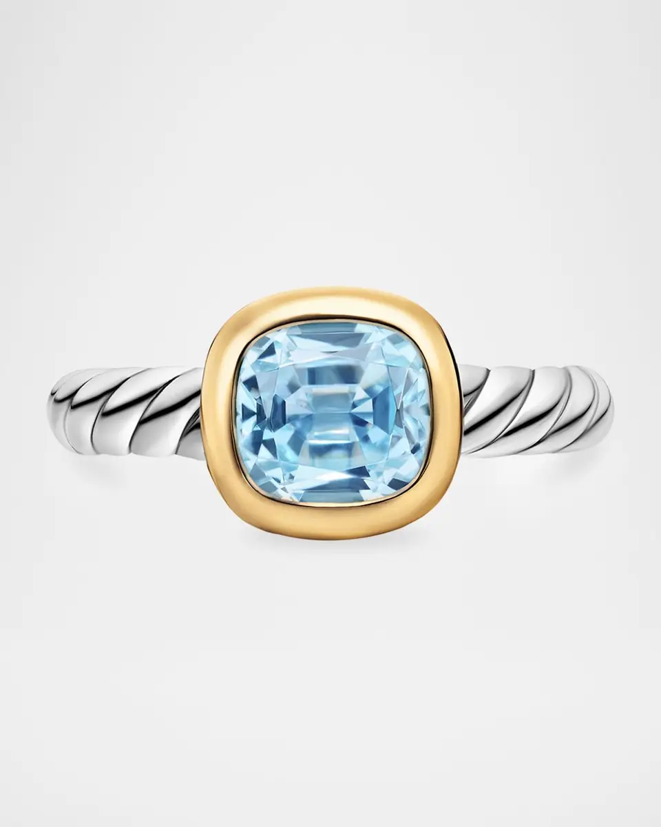 David Yurman DY Mercer Color Stone Ring with Sky Blue Topaz in Silver and 18K Gold, 7mm, Size 6 | Thumbnail 5