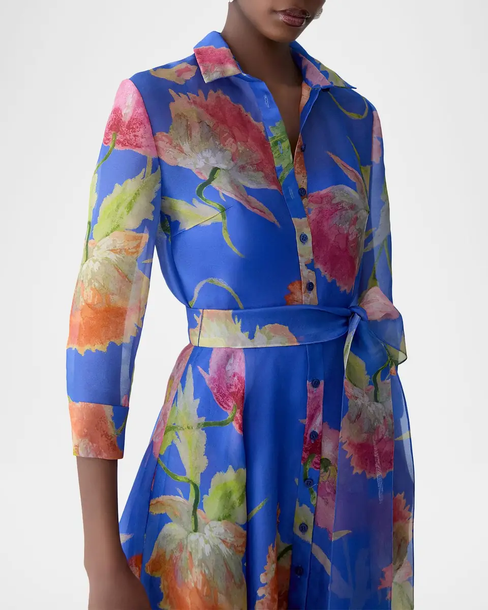Carolina Herrera Floral Silk Chiffon Belted Trench Gown | Thumbnail 5