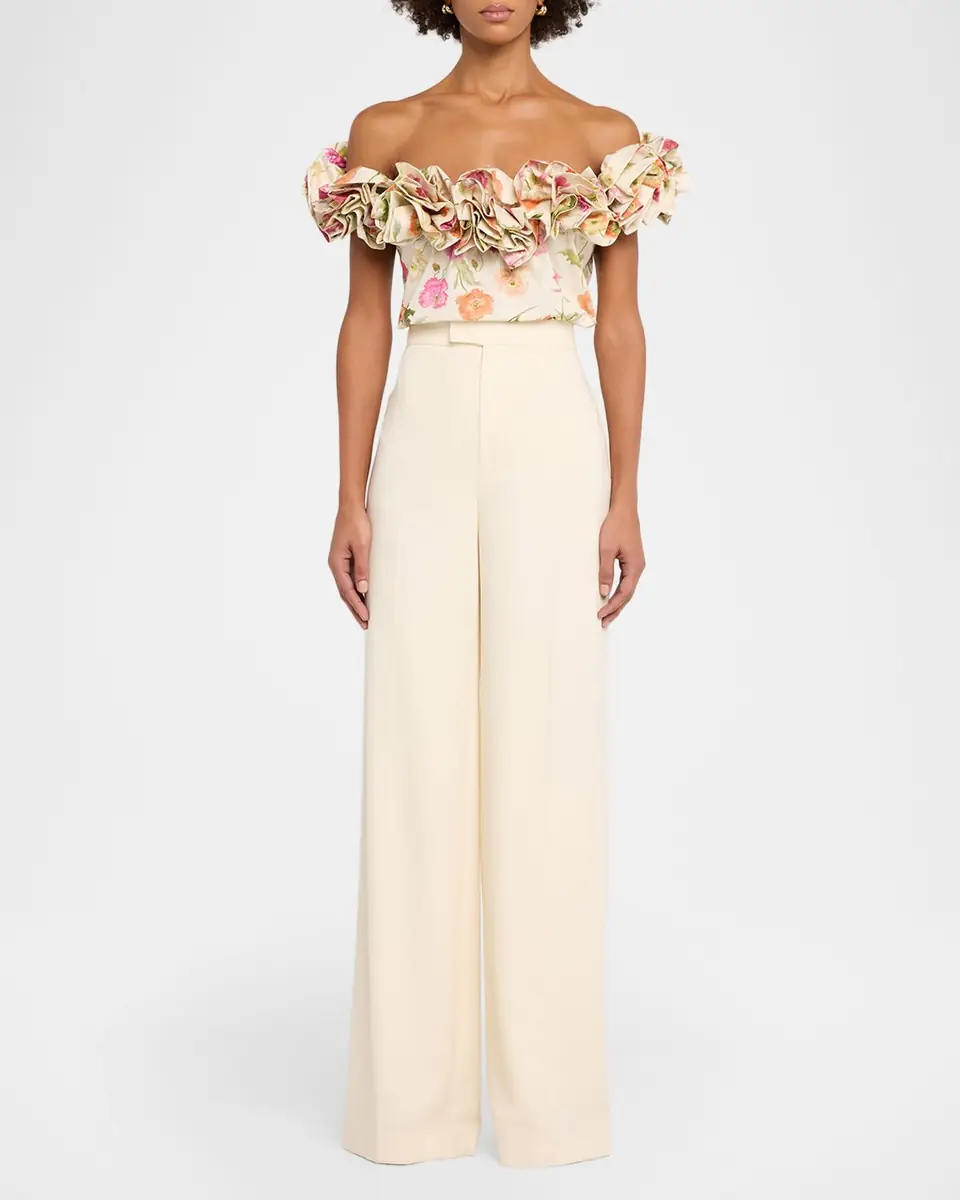 Carolina Herrera Rose Off-The-Shoulder Floral Cotton Top | Thumbnail 2